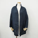 fog linen work リネン 前開き サイズM カーディガン ネイビー レディース フォグリネンワーク【中古】5-1211G◎