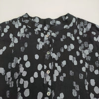 gungendo 楊柳あられプリントワンピース白南天（しろなんてん）くろ 定価39600円 25200902 ブラック グレー レディース 群言堂【中古】5-0916M♪