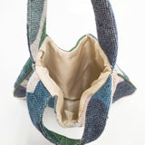 mina perhonen flower basket エッグバッグ ra9807 トートバッグ ブルー グリーン レディース ミナペルホネン【中古】5-1027T◎