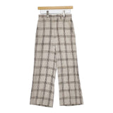 ROKU 6 BEAUTY&YOUTH NEP CHECK PANTS チェックスラックス パンツ ベージュ レディース ロクビューティアンドユース【中古】6-0323M∞