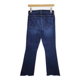 mother INDIGO INSIDER CROP ストレッチ素材 カットオフ フレア デニムパンツ ネイビー レディース マザー【中古】5-1229G∞