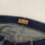 mother INDIGO INSIDER CROP ストレッチ素材 カットオフ フレア デニムパンツ ネイビー レディース マザー【中古】5-1229G∞