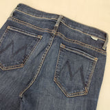 mother INDIGO INSIDER CROP ストレッチ素材 カットオフ フレア デニムパンツ ネイビー レディース マザー【中古】5-1229G∞