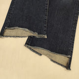 mother INDIGO INSIDER CROP ストレッチ素材 カットオフ フレア デニムパンツ ネイビー レディース マザー【中古】5-1229G∞