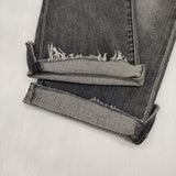 mother AOS INSIDER CROP ストレッチ素材 カットオフ デニムパンツ グレー レディース マザー【中古】5-1229G∞