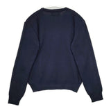 Le Minor フランス製 ウールアクリル Vネック ワッペン付き セーター ニット ネイビー レディース ルミノア【中古】5-1020T∞