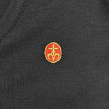 Le Minor フランス製 ウールアクリル Vネック ワッペン付き セーター ニット ネイビー レディース ルミノア【中古】5-1020T∞