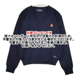 Le Minor フランス製 ウールアクリル Vネック ワッペン付き セーター ニット ネイビー レディース ルミノア【中古】5-1020T∞