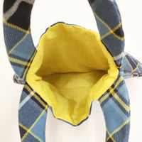 mina perhonen tartan エッグバッグ チェック トートバッグ ミズイロ ブルー レディース ミナペルホネン【中古】5-1006T◎