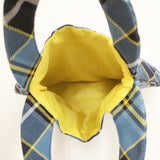 mina perhonen tartan エッグバッグ チェック トートバッグ ミズイロ ブルー レディース ミナペルホネン【中古】5-1006T◎