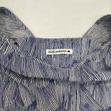 mina perhonen ripple marks フレンチスリーブ ss1618 コットン ブラウス シャツ ブルー ホワイト レディース ミナペルホネン【中古】6-0425S∞