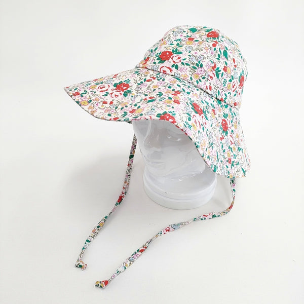 Laura Ashley/BAGGU 花柄 ハット コットン 帽子 ハット ホワイト ピンク レディース ローラアシュレイ/バグゥ【中古】5-1108G◎