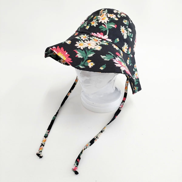 Laura Ashley/BAGGU 花柄 ハット コットン 帽子 ハット ブラック グリーン レディース ローラアシュレイ/バグゥ【中古】5-1108G◎