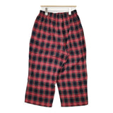 Midi-umi ワイド チェック コットン ロイヤル スチュワート イージー パンツ レッド ネイビー レディース ミディウミ【中古】5-1224G∞