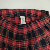 Midi-umi ワイド チェック コットン ロイヤル スチュワート イージー パンツ レッド ネイビー レディース ミディウミ【中古】5-1224G∞