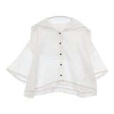 ROBE de PEAU ラミーリネン グランド セーラーカラー ブラウス シャツ ホワイト レディース ローブデポー【中古】6-0425S∞