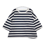 nest Robe 01222-1047 コットンワイドボーダーTee 半袖Ｔシャツ カットソー ホワイト ネイビー レディース ネストローブ【中古】6-0425S∞