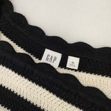 GAP ワイドボーダー ニット コットン XL ベスト オフホワイト ブラック レディース ギャップ【中古】5-1229M∞