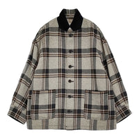 nest Robe コットンヘビーツイルチェックシャツジャケット 01233-1027 定価46200円 23AW グレー レディース ネストローブ【中古】5-0926T♪