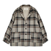 nest Robe コットンヘビーツイルチェックシャツジャケット 01233-1027 定価46200円 23AW グレー レディース ネストローブ【中古】5-0926T♪