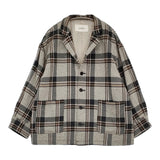 nest Robe コットンヘビーツイルチェックシャツジャケット 01233-1027 定価46200円 23AW グレー レディース ネストローブ【中古】5-0926T♪