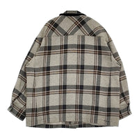 nest Robe コットンヘビーツイルチェックシャツジャケット 01233-1027 定価46200円 23AW グレー レディース ネストローブ【中古】5-0926T♪