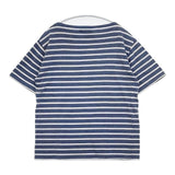 SAINT JAMES コットン ボーダー T4 半袖Ｔシャツ カットソー エクリュ ブルー ユニセックス セントジェームス【中古】6-0425S∞