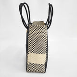 Letra メルカドバッグ ダブルハンドル かごバッグ ブラック オフホワイト レディース レトラ【中古】6-0214M◎