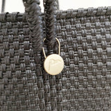 Letra メルカドバッグ ダブルハンドル かごバッグ ブラック オフホワイト レディース レトラ【中古】6-0214M◎