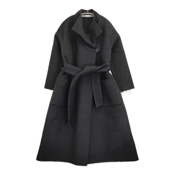 homspun 172-0091 サイズM ウール コート ブラック レディース ホームスパン【中古】5-1115A♪