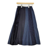 tricot COMME des GARCONS パッチワーク レース ベロア 製品染め ロングスカート AD2005 ネイビー レディース トリココムデギャルソン【中古】5-1020T∞