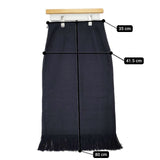 PLAIN PEOPLE リネンシルクツイードフリンジタイトスカート　定価35200円 ロングスカート ネイビー レディース プレインピープル【中古】5-1217M∞