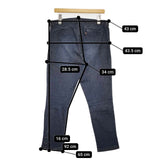 45R/45rpm デニムストレッチボタンスパッツ比女 加工 定価33000円 サイズ4 デニムパンツ ネイビー レディース フォーティーファイブアールピーエム【中古】5-1217G∞