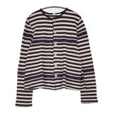 45R/45rpm コットン ボーダー カーディガン パープル ベージュ レディース フォーティーファイブアールピーエム【中古】5-1217M∞