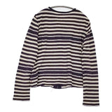 45R/45rpm コットン ボーダー カーディガン パープル ベージュ レディース フォーティーファイブアールピーエム【中古】5-1217M∞