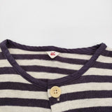 45R/45rpm コットン ボーダー カーディガン パープル ベージュ レディース フォーティーファイブアールピーエム【中古】5-1217M∞