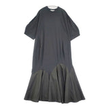 nagonstans flare hem dress フレアヘムドレス M 異素材切り替え ワンピース 23SS グレー レディース ナゴンスタンス【中古】6-0425S∞