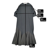 nagonstans flare hem dress フレアヘムドレス M 異素材切り替え ワンピース 23SS グレー レディース ナゴンスタンス【中古】6-0425S∞