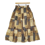 ICHI パッチワーク柄 ロングスカート ベージュ ブラウン レディース イチ【中古】5-1217M∞