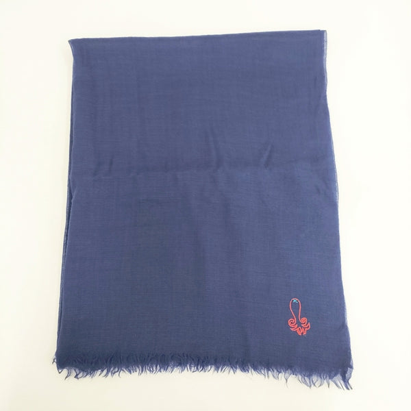 JURGEN LEHL タコ刺繍 マフラー ストール ネイビー レディース ヨーガンレール【中古】5-1006T◎