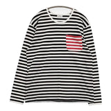 marimekko ポケット付き ボーダー 長袖Ｔシャツ カットソー ロンＴ ブラック ホワイト レディース マリメッコ【中古】6-0205M∞