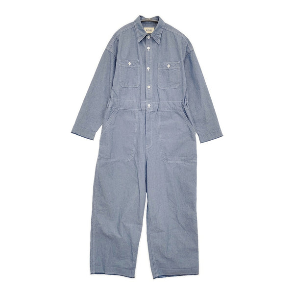 BEAMS BOY シャンブレーステンシルオールインワン 定価21780円 ツナギ 25SS ライトブルー レディース ビームスボーイ【中古】5-0930M♪