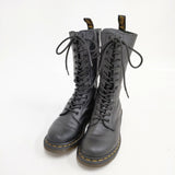 Dr.Martens 14ホール UK5 レザー サイドジップ ロング ブーツ ブラック レディース ドクターマーチン【中古】6-0106G◎