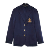 RALPH LAUREN Lauren Ralph Lauren 紺ブレザー ワッペン 金ボタン テーラードジャケット ネイビー レディース ラルフローレン【中古】6-0205M∞