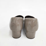 卑弥呼 撥水ビットデザインヒールアップローファー エナメル パテントレザー 定価25300円 24cm ローファー グレー レディース 卑弥呼【中古】6-0106G◎