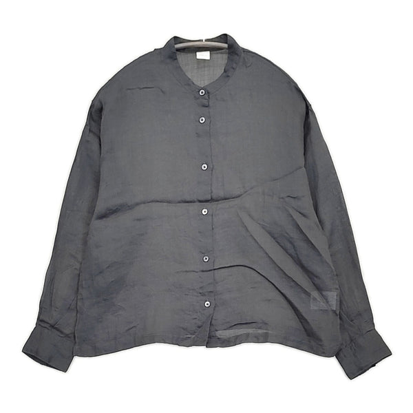 かぐれ ラミースタンドカラーショートシャツ 定価16500円 GAA5-23M034 ブラウス シャツ 25SS チャコールグレー レディース かぐれ【中古】5-0926M♪