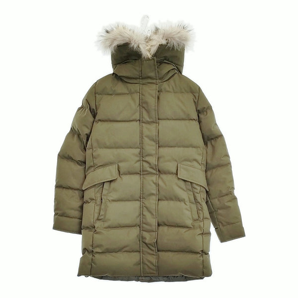 Pyrenex GRENOBLE FUR JP40 定価121000円 HWM004 ファー付き ダウンジャケット カーキ レディース ピレネックス【中古】5-1108A♪