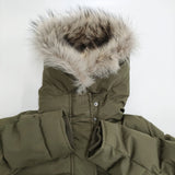 Pyrenex GRENOBLE FUR JP40 定価121000円 HWM004 ファー付き ダウンジャケット カーキ レディース ピレネックス【中古】5-1108A♪