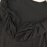 nest Robe 01173-1080 シャーリング ギャザー コットンブラウス 製品洗い カットソー ブラック レディース ネストローブ【中古】6-0205M∞