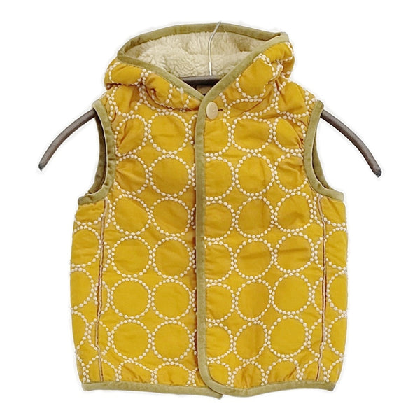 mina perhonen tambourine TA6032P キッズ 100サイズ 中綿ベスト ボア ベスト イエロー ホワイト レディース ミナペルホネン【中古】5-1108T♪